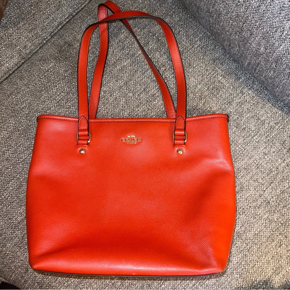 Coach Orange Leather Shoulder Tote